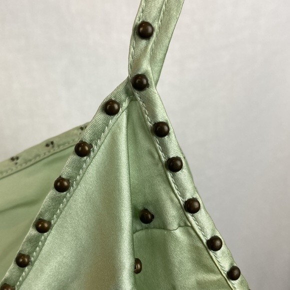 Susan Lucci 100% Silk Green Metal Studded Sleeveless Camisole Top 14 - Picture 4 of 7